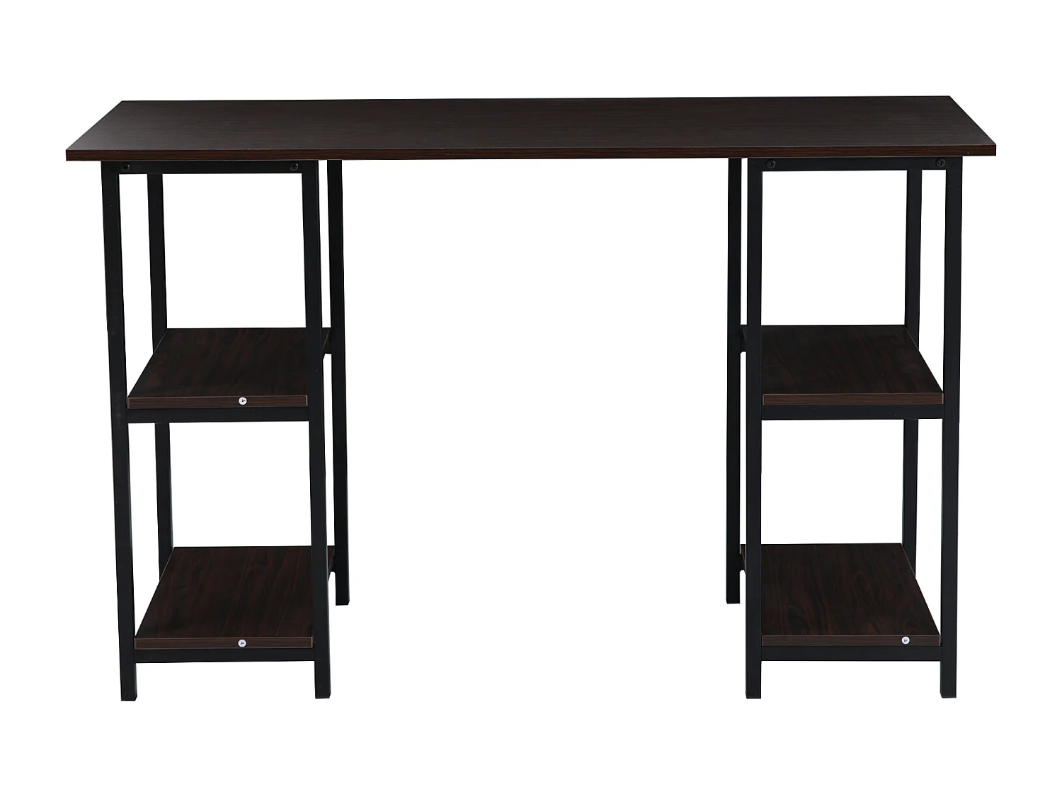 Bureau Étagère aspect noyer pieds métalliques