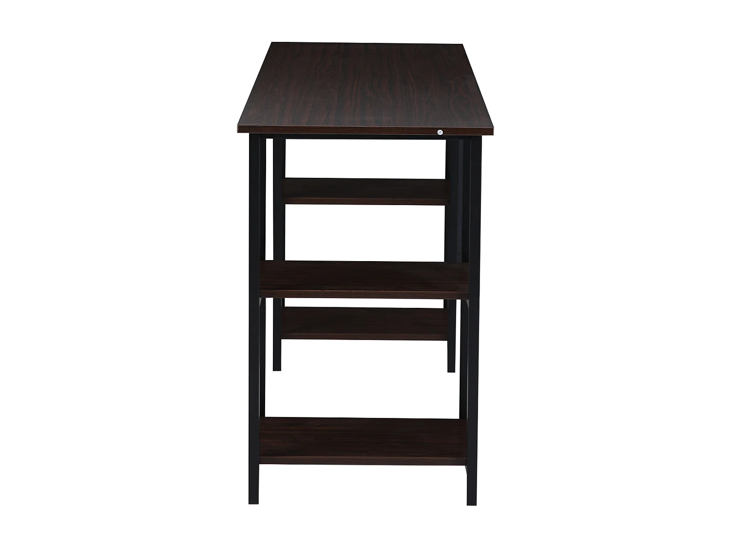 Bureau Étagère aspect noyer pieds métalliques