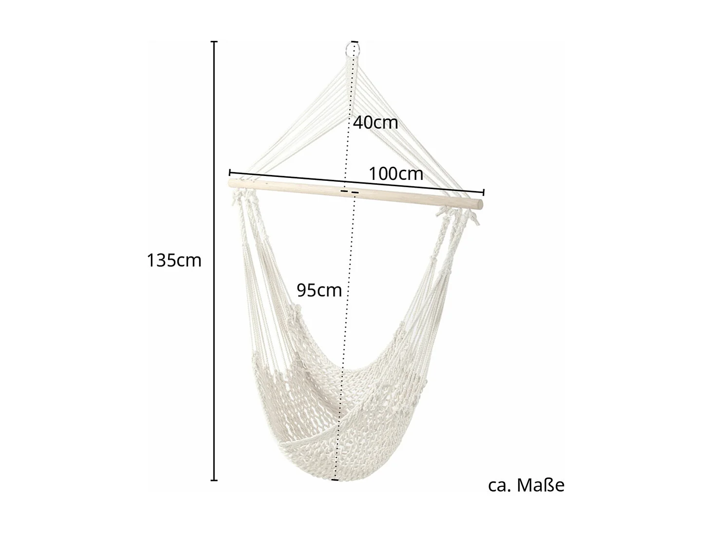 Fauteuil suspendu aspect résille avec franges corde en coton