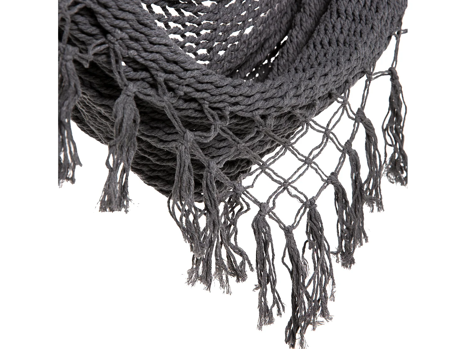 Fauteuil suspendu aspect résille avec franges corde en coton