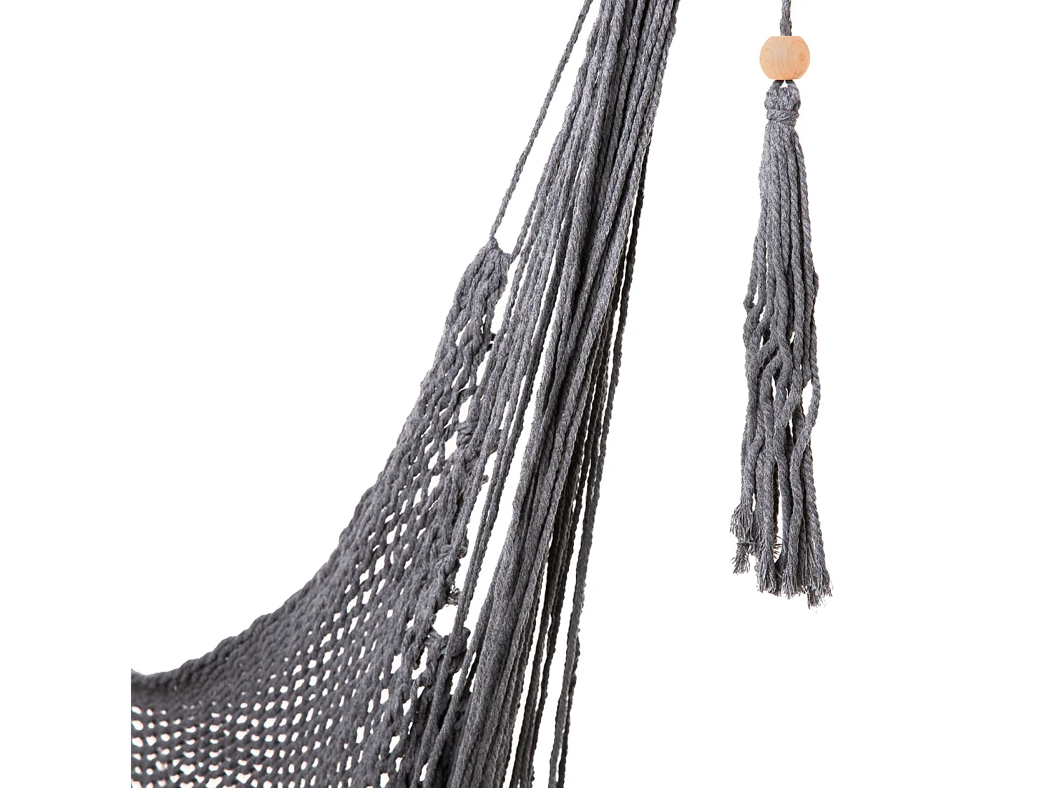 Fauteuil suspendu aspect résille avec franges corde en coton