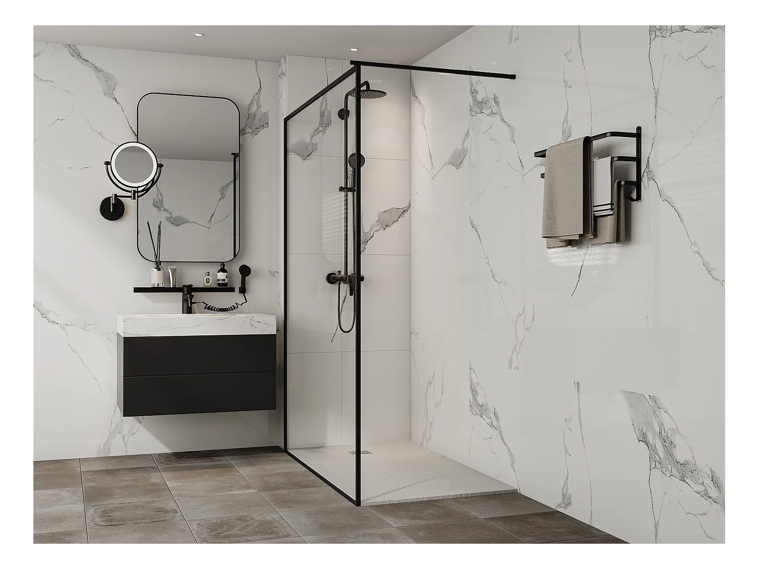 Receveur de douche extra plat à poser ou à encastrer recoupable en résine SMC avec siphon - Blanc - 140 x 80 cm - MIRNOSA