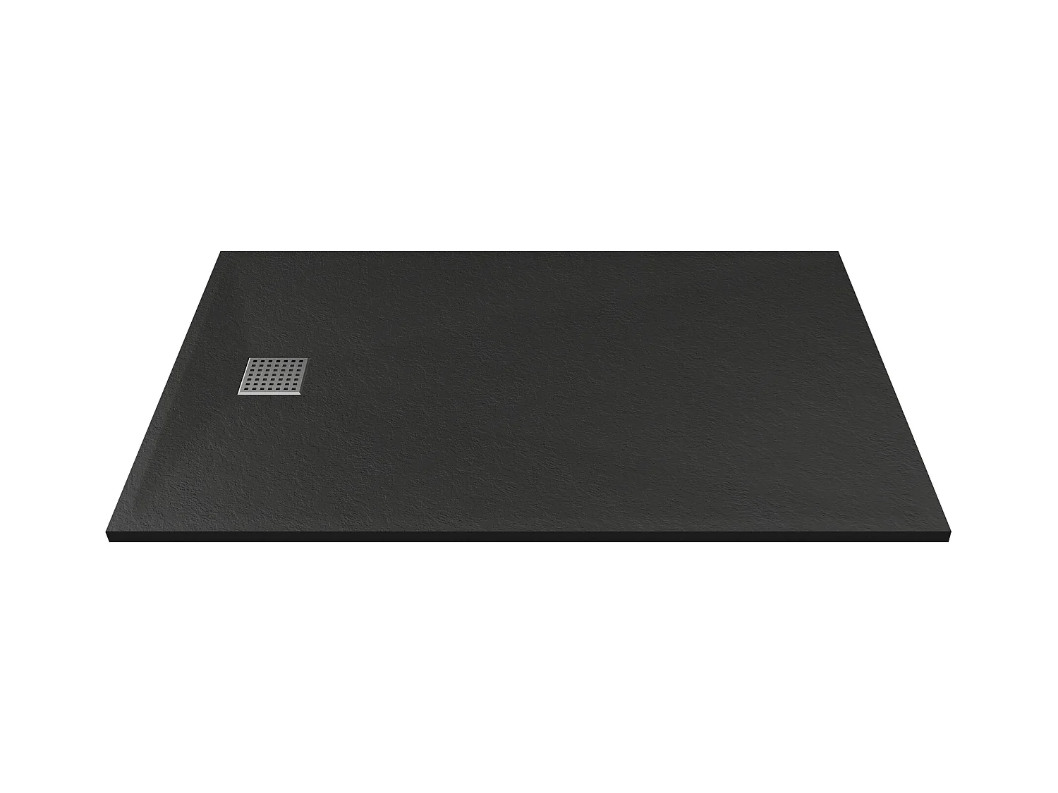 Plato de ducha de resina para instalar sobre o empotrar con sifón - Negro - 160 x 90 cm - MIRNOSA