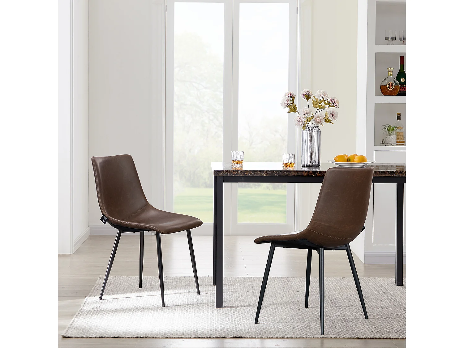 ESSZIMMERSTUHL MILES 2er Set Kunstleder Braun