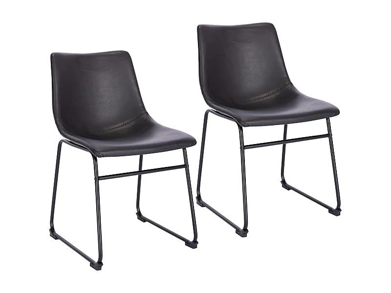 ESSZIMMERSTUHL HARRY 2er Set Kunstleder Schwarz