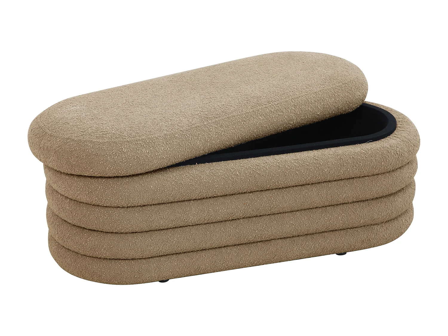 HOCKER BLOSSOM XL mit Aufbewahrung Boucle Hellbraun