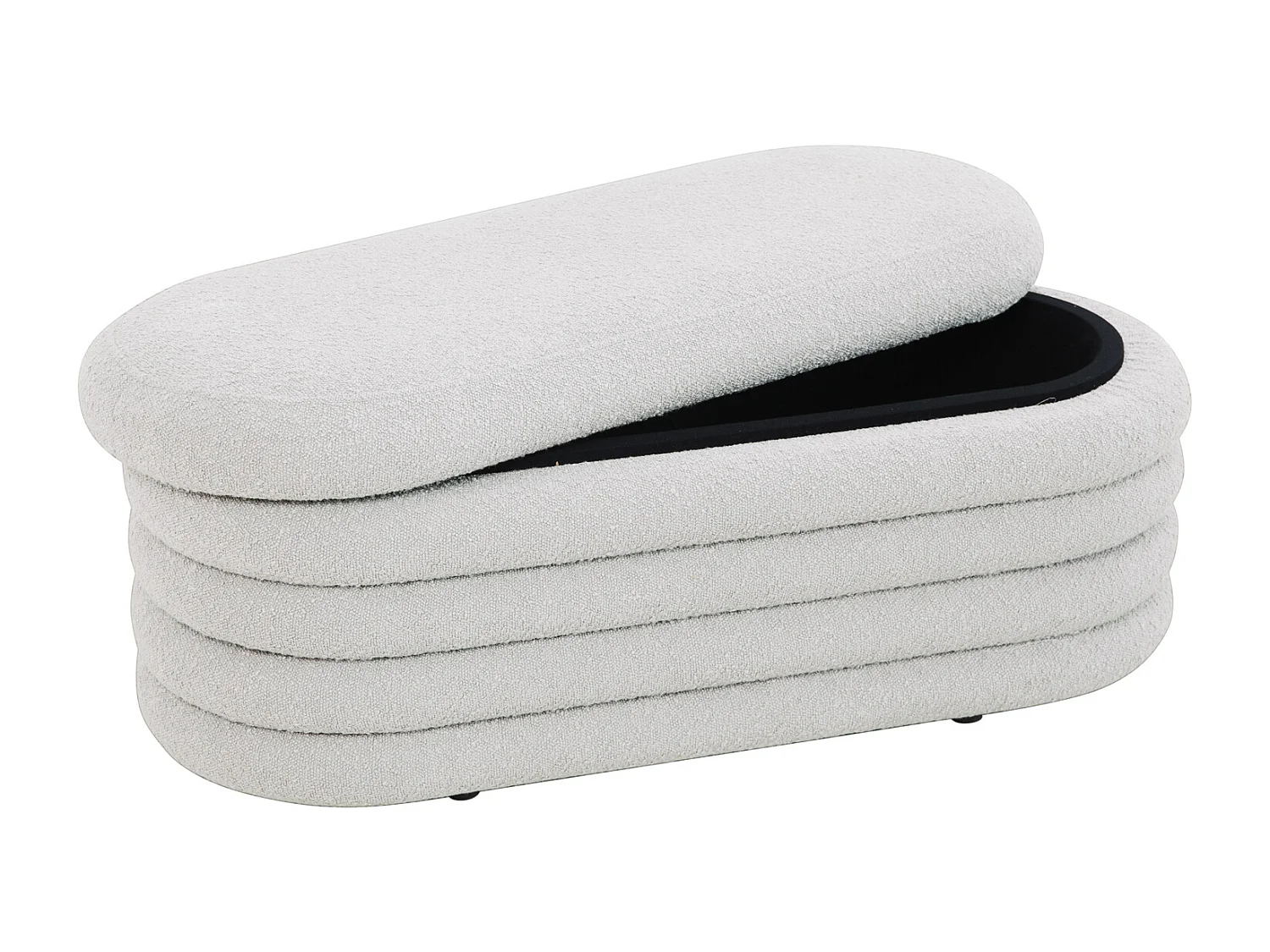 HOCKER BLOSSOM XL mit Aufbewahrung Boucle Weiß