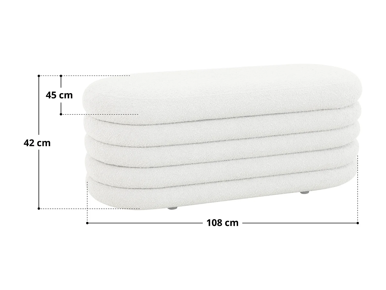 HOCKER BLOSSOM XL mit Aufbewahrung Boucle Dunkelgrau