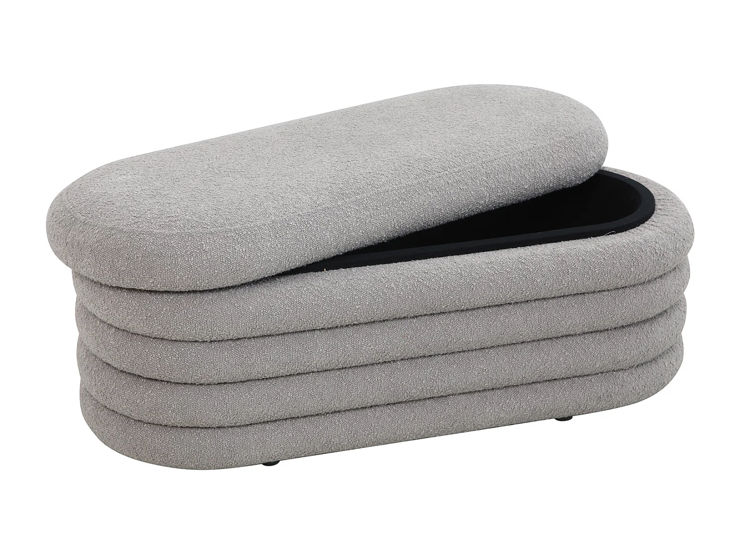 HOCKER BLOSSOM XL mit Aufbewahrung Boucle Hellgrau
