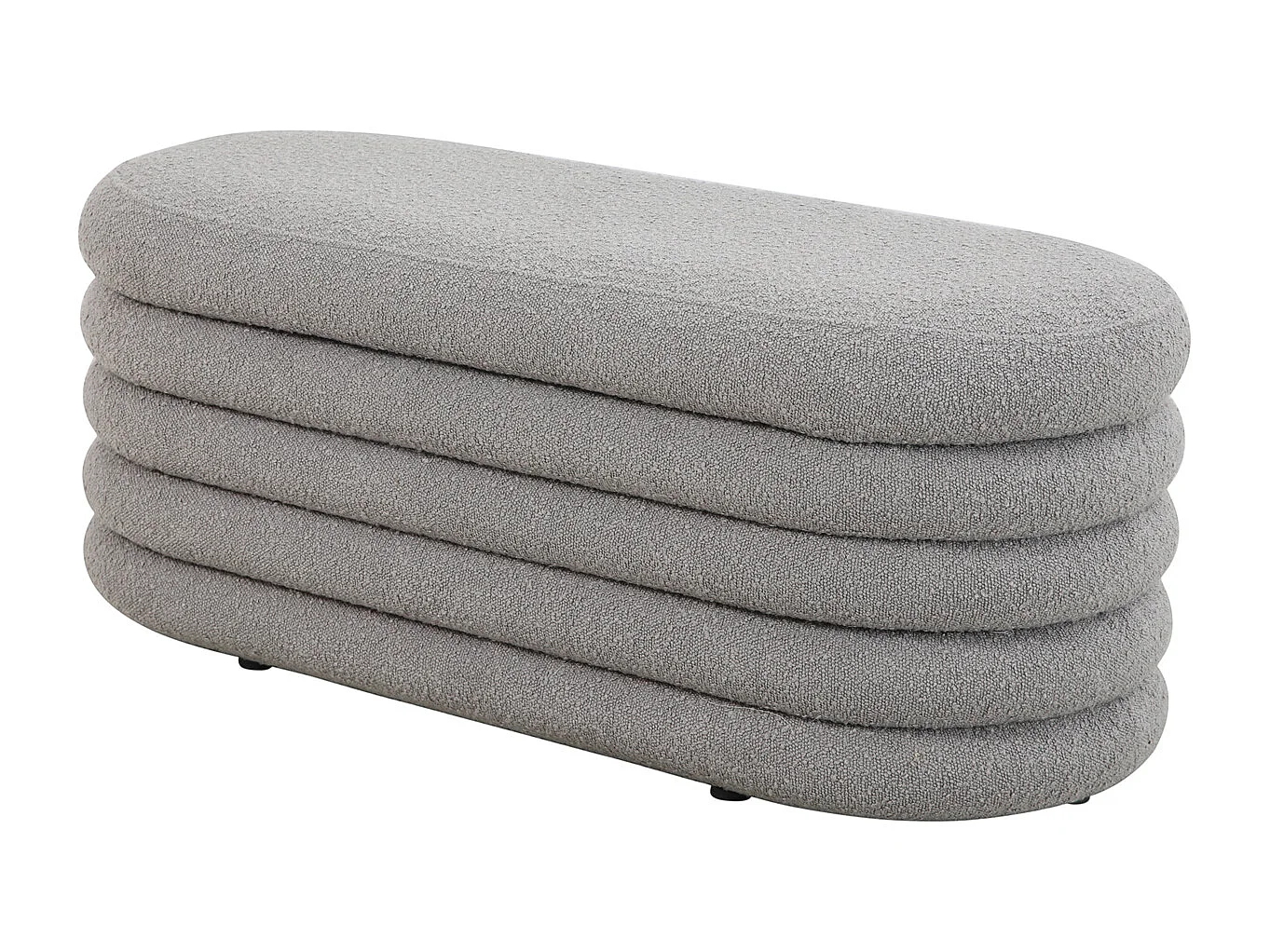 HOCKER BLOSSOM XL mit Aufbewahrung Boucle Hellgrau