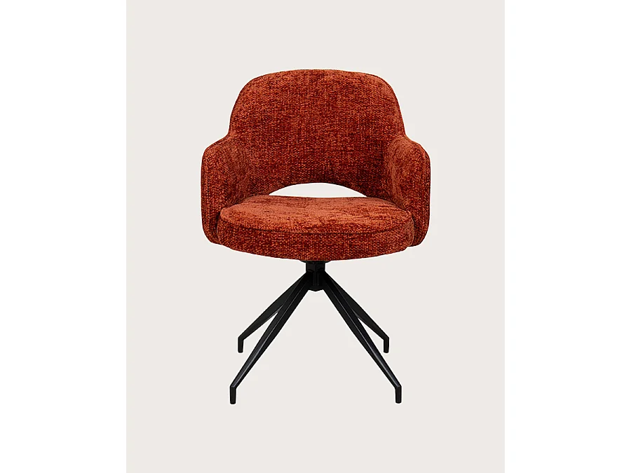 Elba - Lot de 2 chaises en tissu terracotta et pieds métal