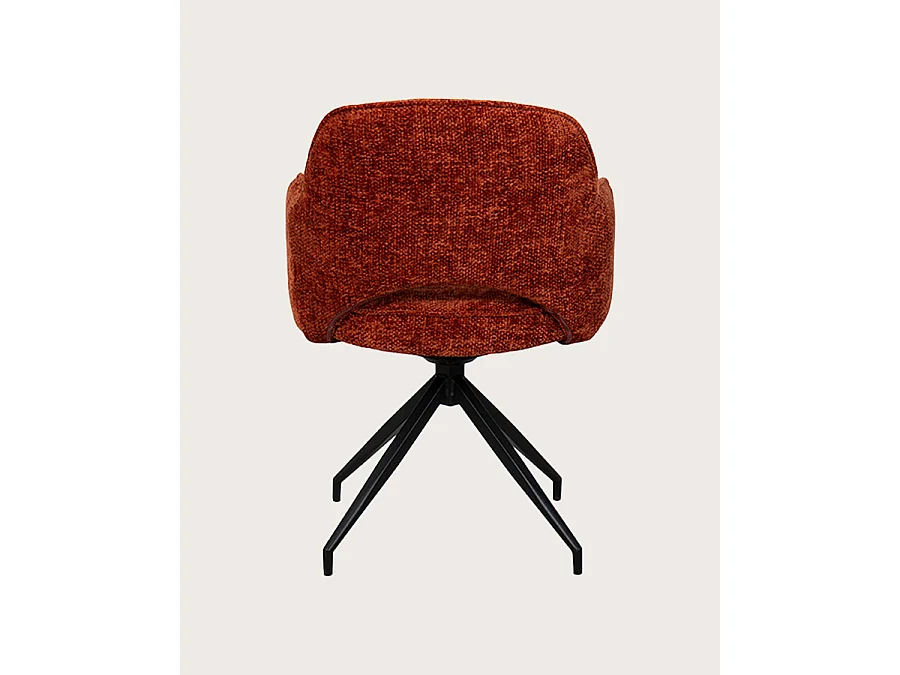 Elba - Lot de 2 chaises en tissu terracotta et pieds métal