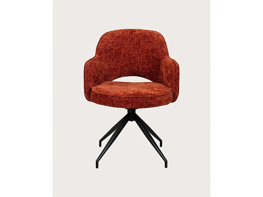 Elba - Lot de 2 Chaises en tissu rouge et pieds métal