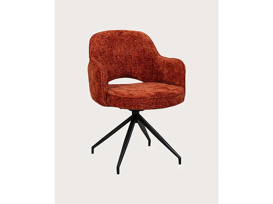 Elba - Lot de 2 Chaises en tissu rouge et pieds métal
