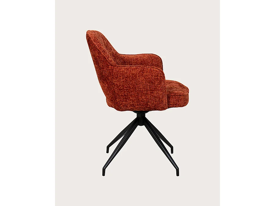 Elba - Lot de 2 Chaises en tissu rouge et pieds métal