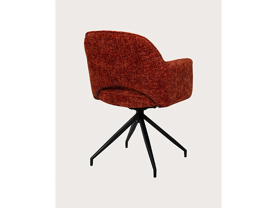 Elba - Lot de 2 Chaises en tissu rouge et pieds métal