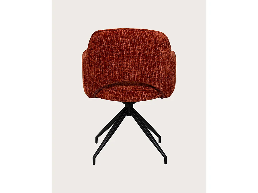 Elba - Lot de 2 Chaises en tissu rouge et pieds métal