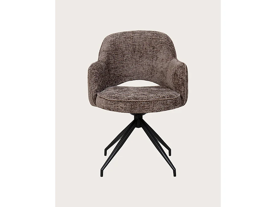 Elba - Lot de 2 Chaises en tissu gris et pieds métal