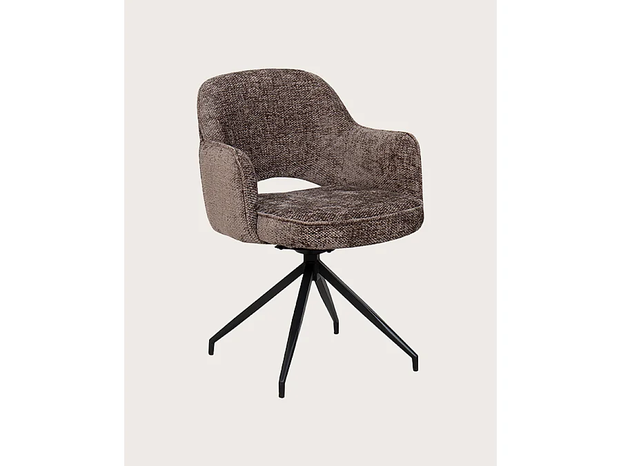 Elba - Lot de 2 Chaises en tissu gris et pieds métal