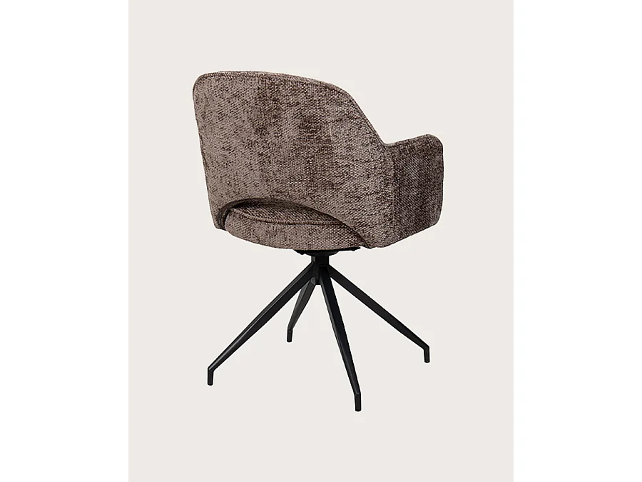 Elba - Lot de 2 Chaises en tissu gris et pieds métal