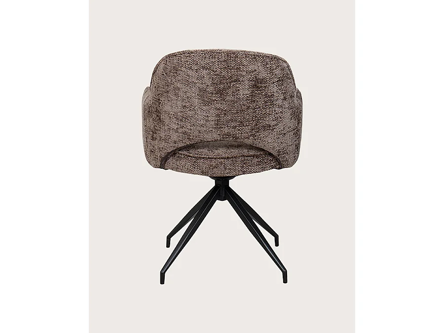 Elba - Lot de 2 Chaises en tissu gris et pieds métal