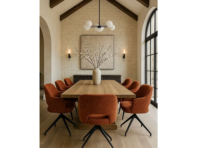 Elba - Lot de 2 chaises en tissu terracotta et pieds métal