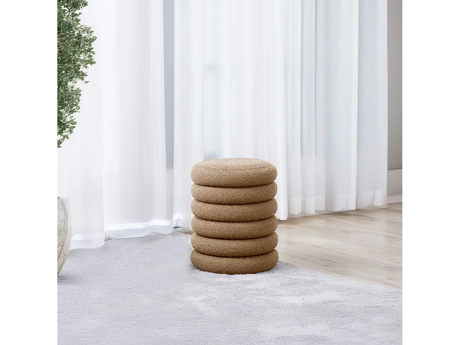 SVITA BLOSSOM XS Pouf avec espace de rangement Pouf Ottomane Boucle-Polster Beige