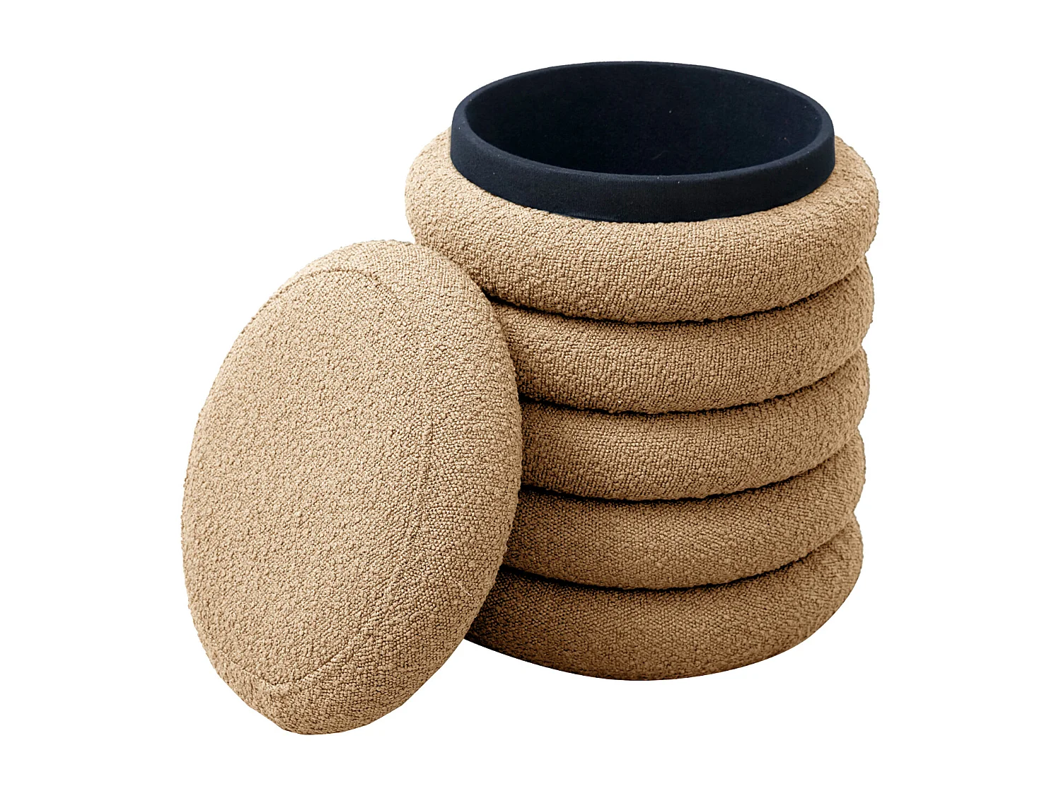 SVITA BLOSSOM XS Pouf avec espace de rangement Pouf Ottomane Boucle-Polster Beige
