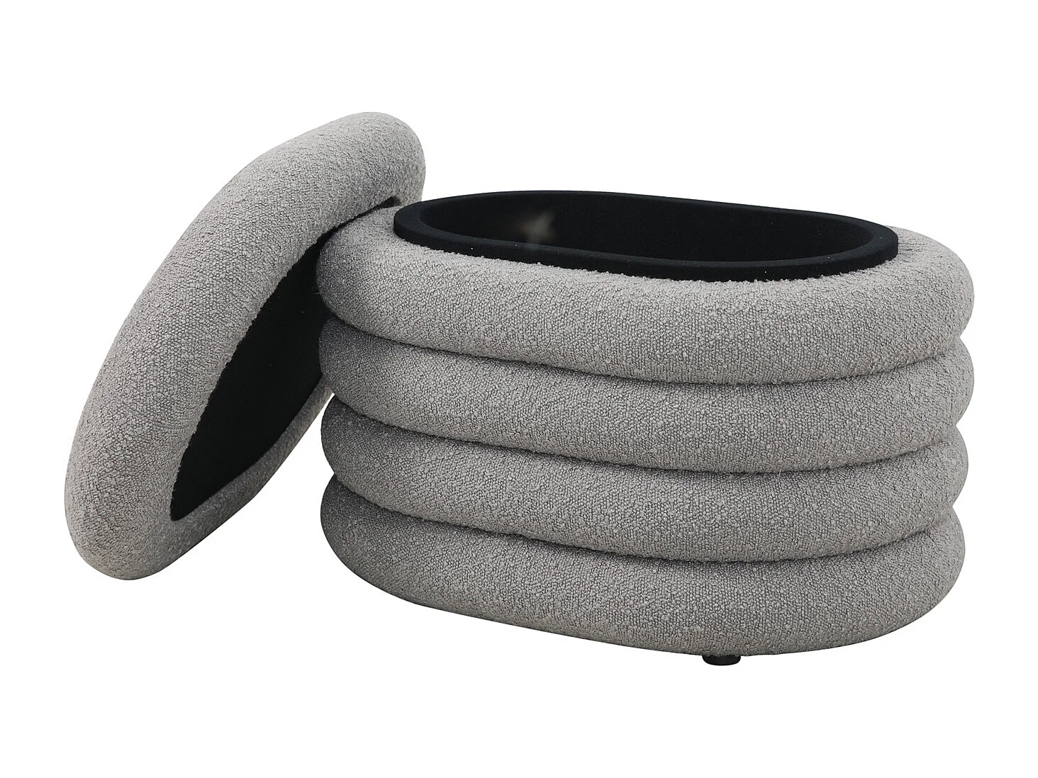 Pouf avec espace de rangement et revêtement en boucle