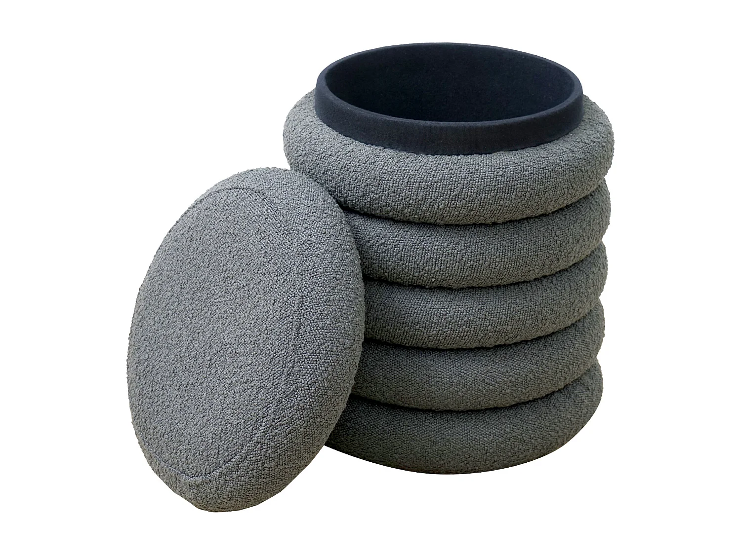 SVITA BLOSSOM XS Pouf avec espace de rangement Pouf Ottomane Coussin Boucle Gris