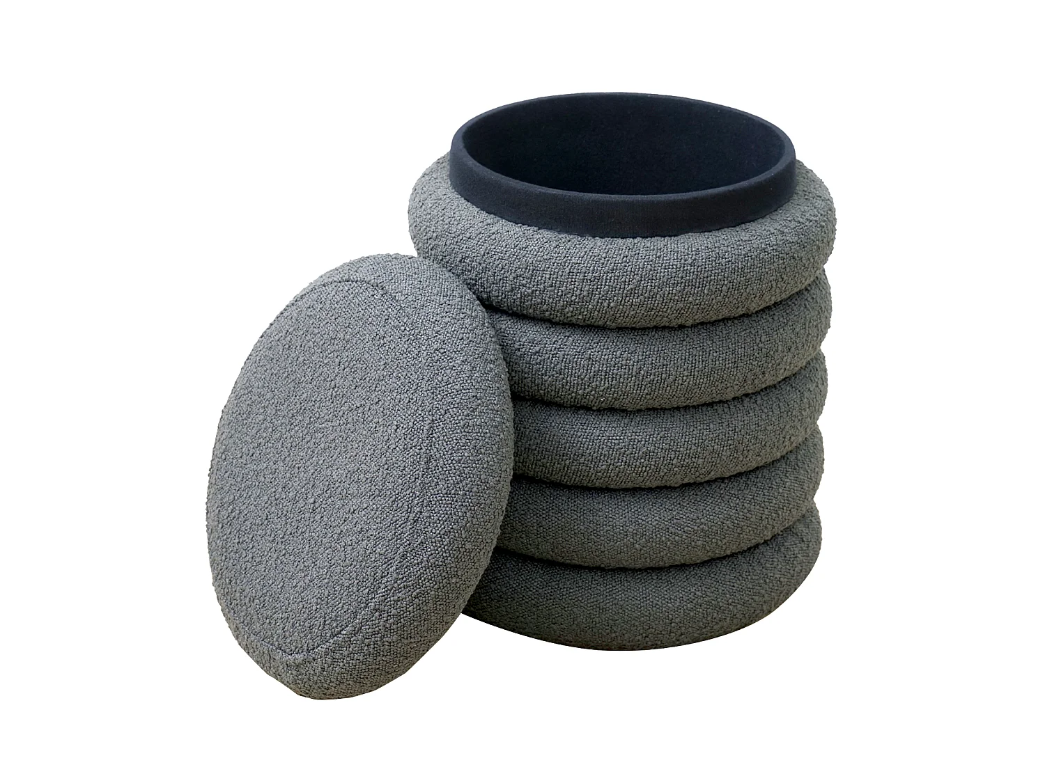 SVITA BLOSSOM XS Pouf avec espace de rangement Pouf Ottomane Coussin Boucle Gris