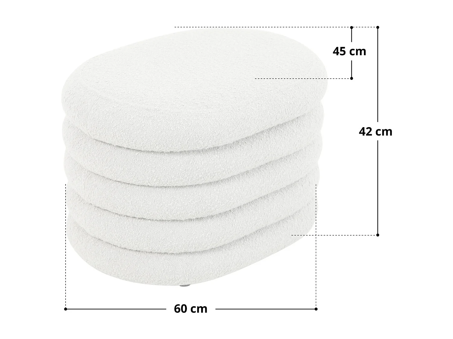 Pouf avec espace de rangement et revêtement en boucle