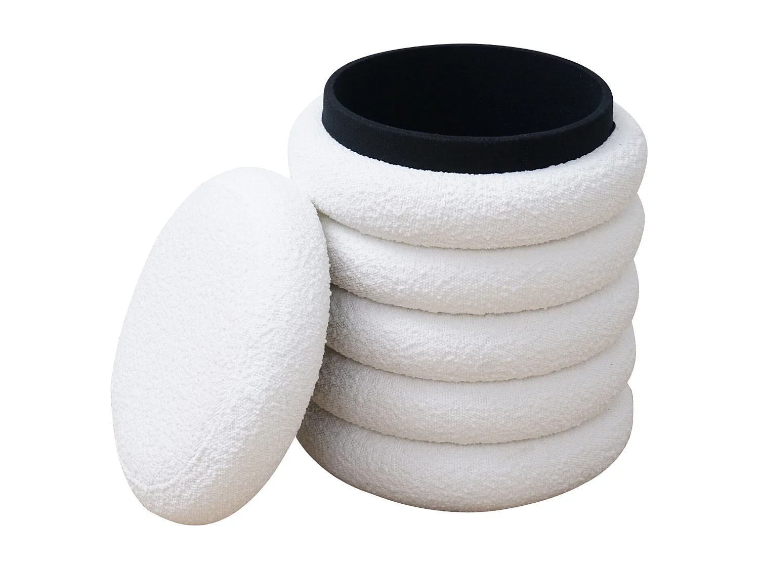 SVITA BLOSSOM XS Pouf avec espace de rangement Pouf Ottomane Coussin Boucle Blanc