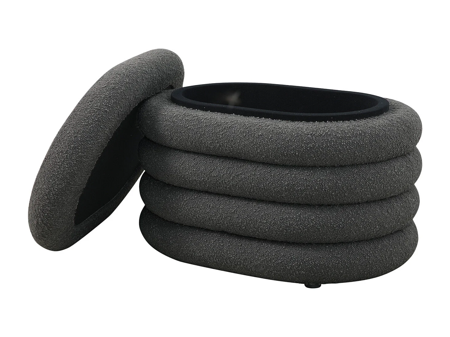 Pouf avec espace de rangement et revêtement en boucle