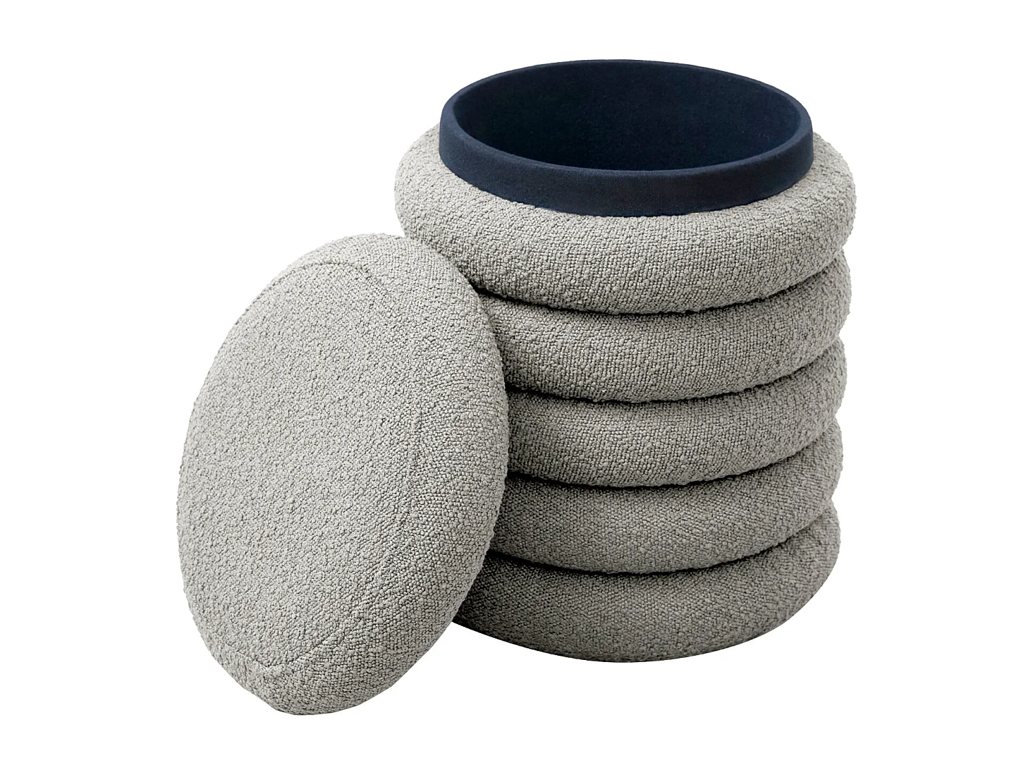 SVITA BLOSSOM XS Pouf avec espace de rangement Pouf Ottomane Coussin Boucle Gris clair