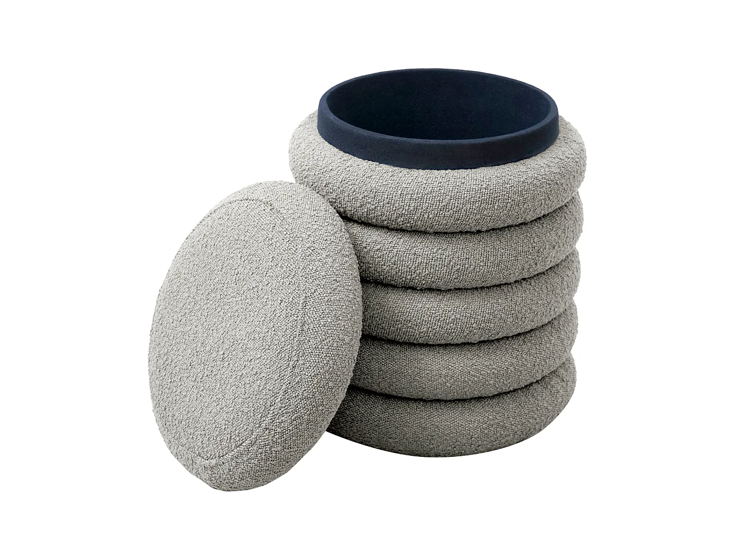SVITA BLOSSOM XS Pouf avec espace de rangement Pouf Ottomane Coussin Boucle Gris clair
