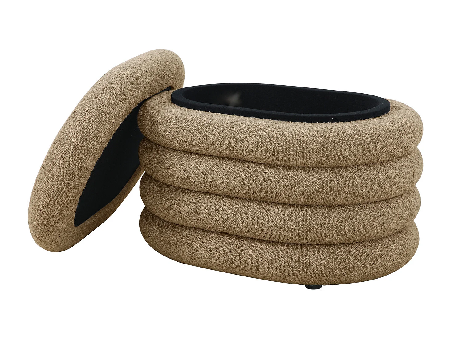 Pouf avec espace de rangement et revêtement en boucle