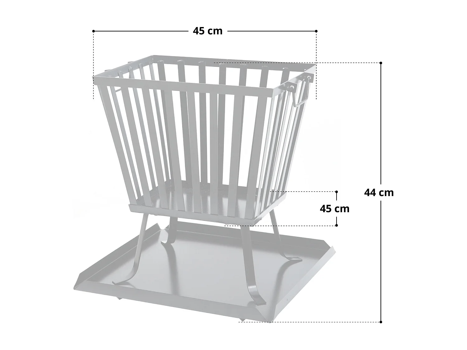 Corbeille à feu carrée avec pare-étincelles