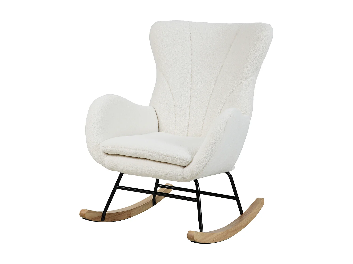 chaise à bascule patins en bois avec accoudoirs