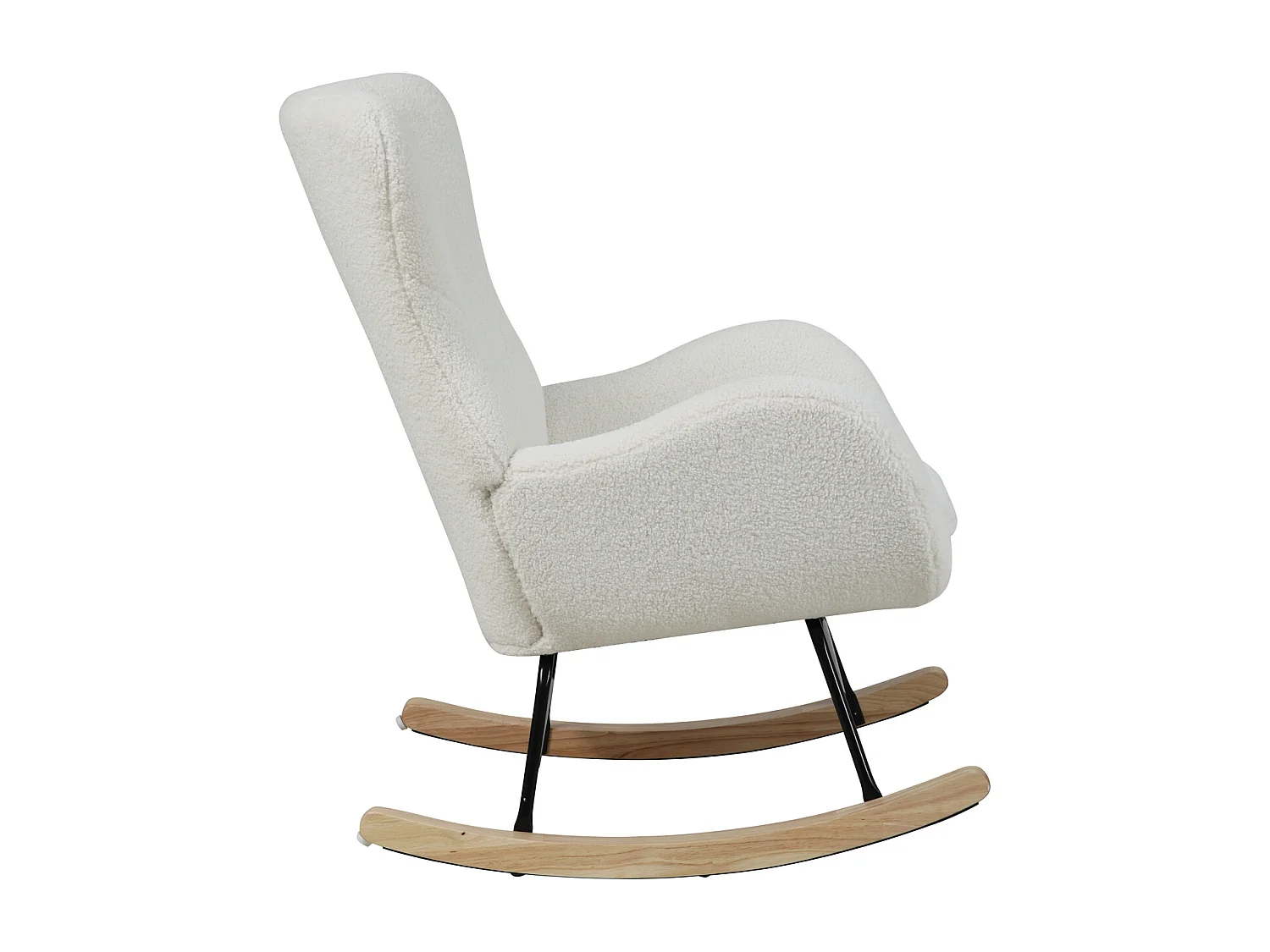 chaise à bascule patins en bois avec accoudoirs