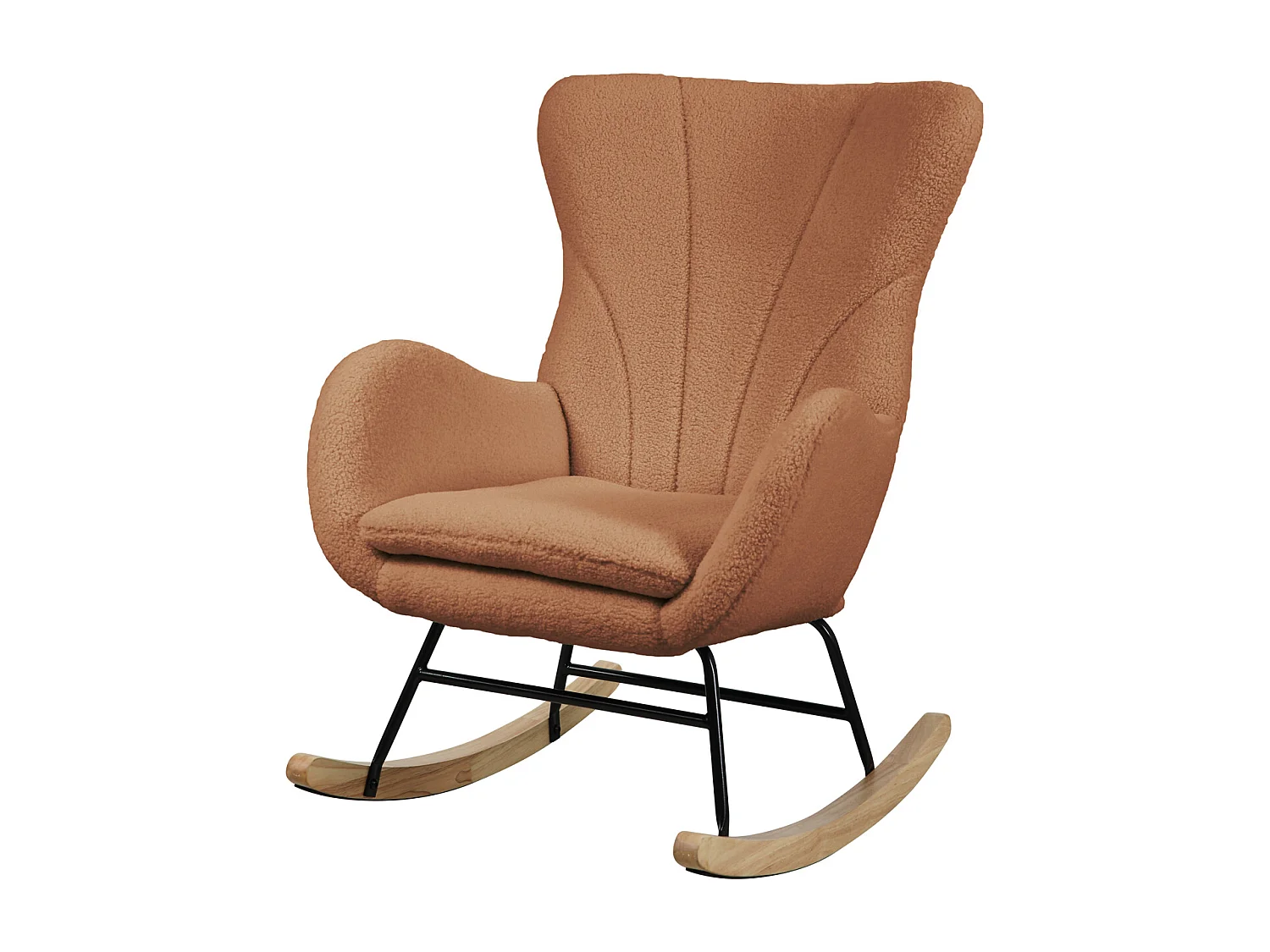 chaise à bascule patins en bois avec accoudoirs