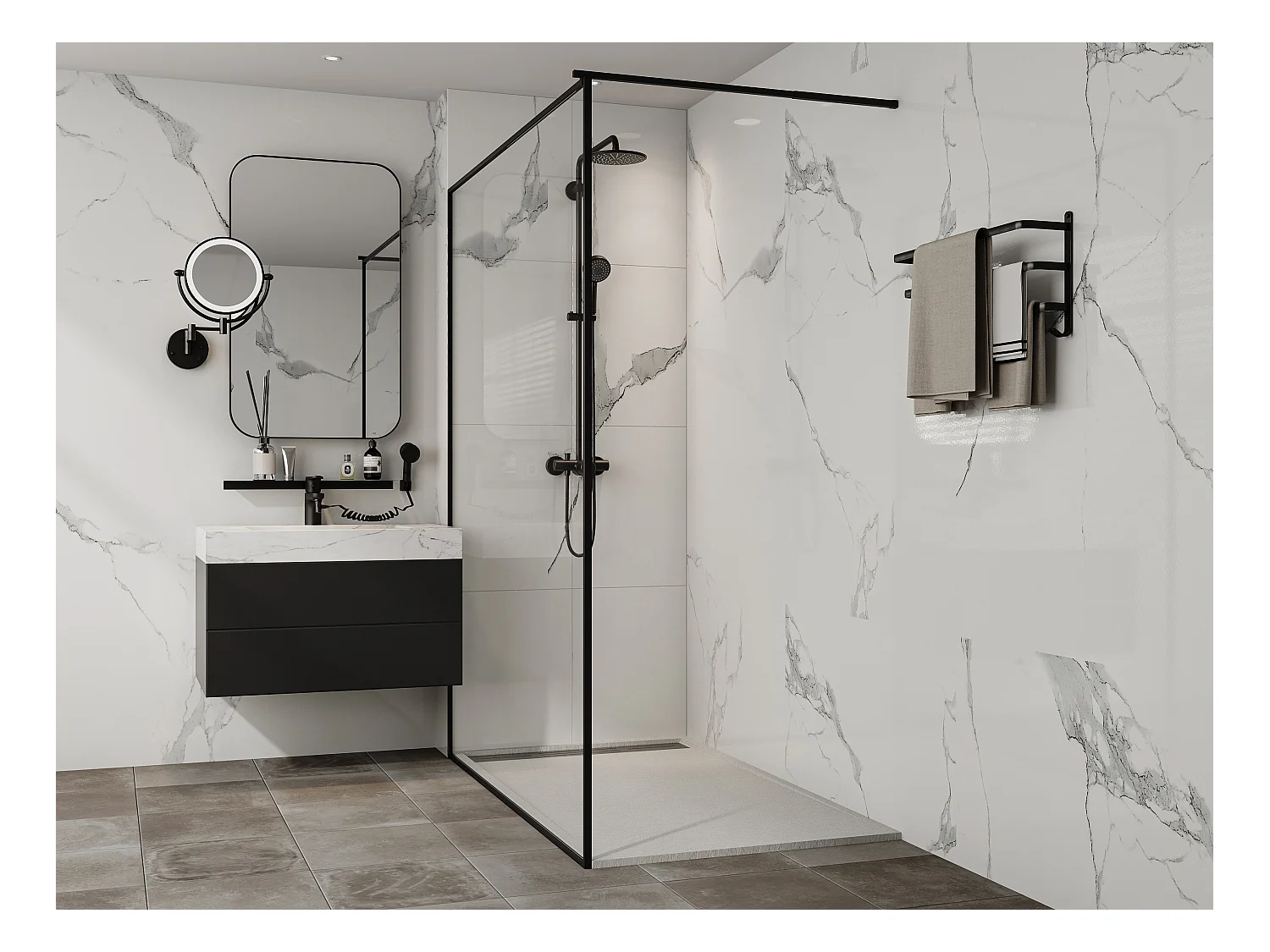 Receveur de douche extra plat à poser ou à encastrer recoupable en résine SMC avec siphon - Blanc - 160 x 90 cm - LYROSA