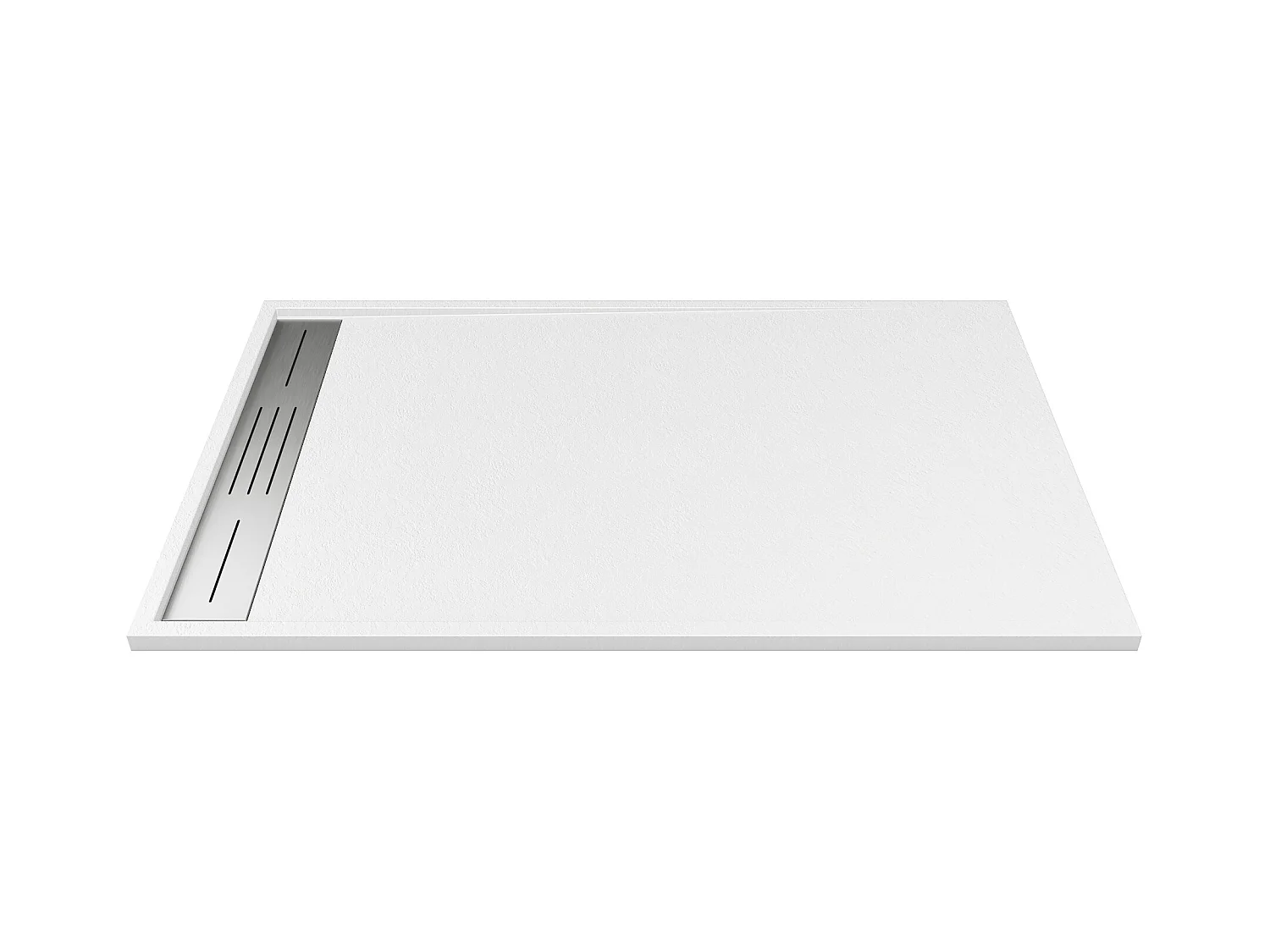 Receveur de douche extra plat à poser ou à encastrer recoupable en résine SMC avec siphon - Blanc - 160 x 90 cm - LYROSA