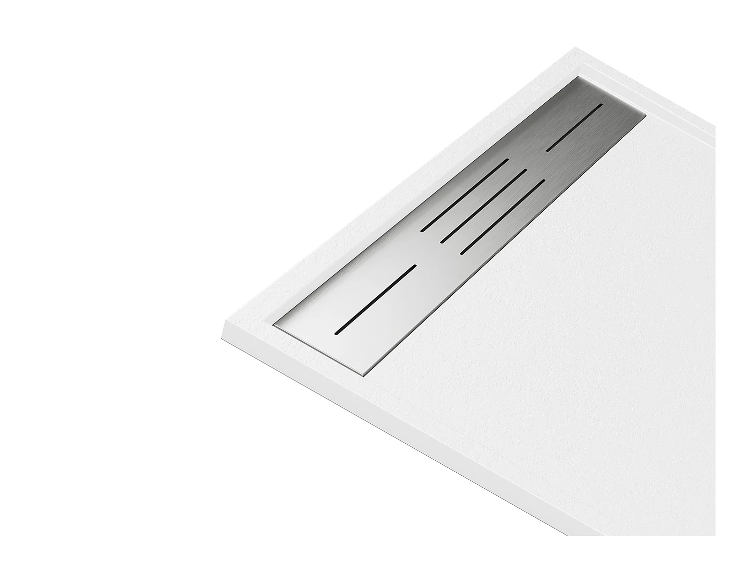 Receveur de douche extra plat à poser ou à encastrer recoupable en résine SMC avec siphon - Blanc - 160 x 90 cm - LYROSA