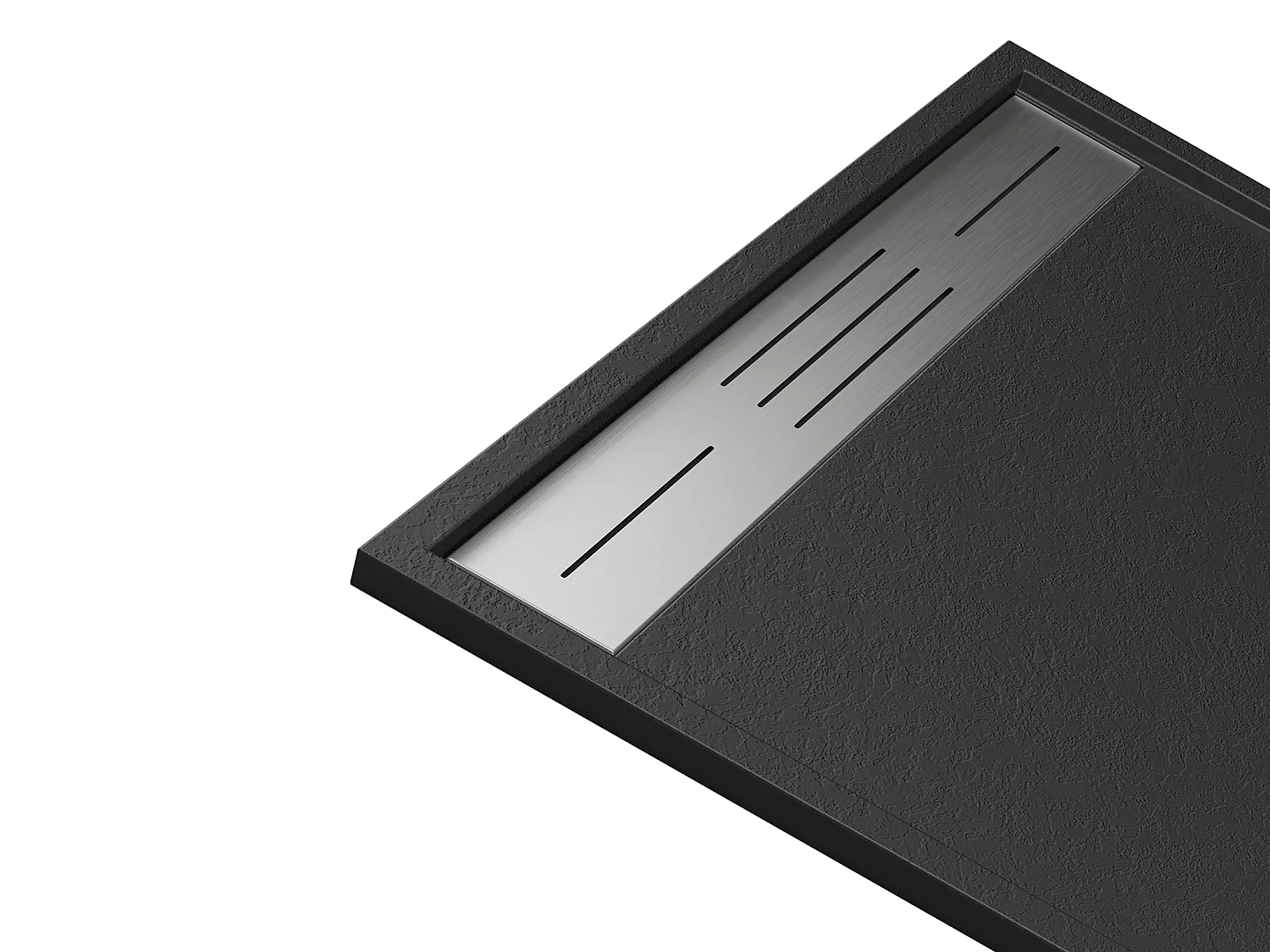 Receveur de douche extra plat à poser ou à encastrer recoupable en résine SMC avec siphon - Noir - 160 x 90 cm - LYROSA