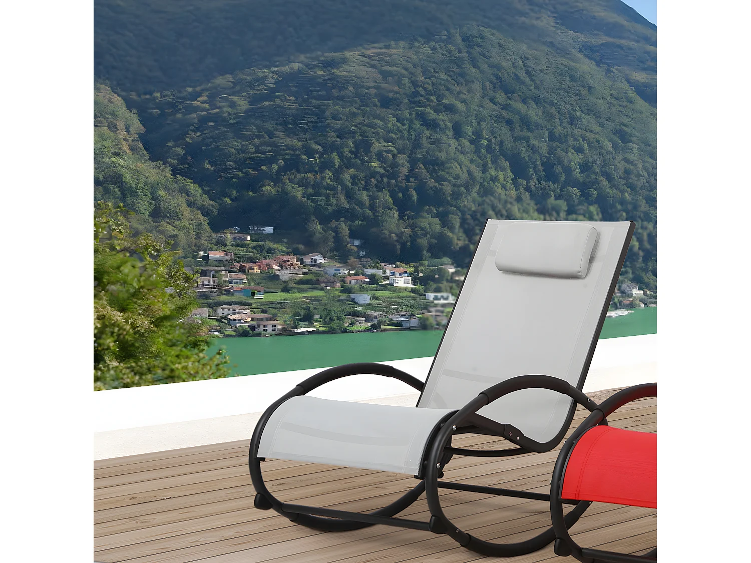 Fauteuil à bascule d'extérieur avec appui-tête