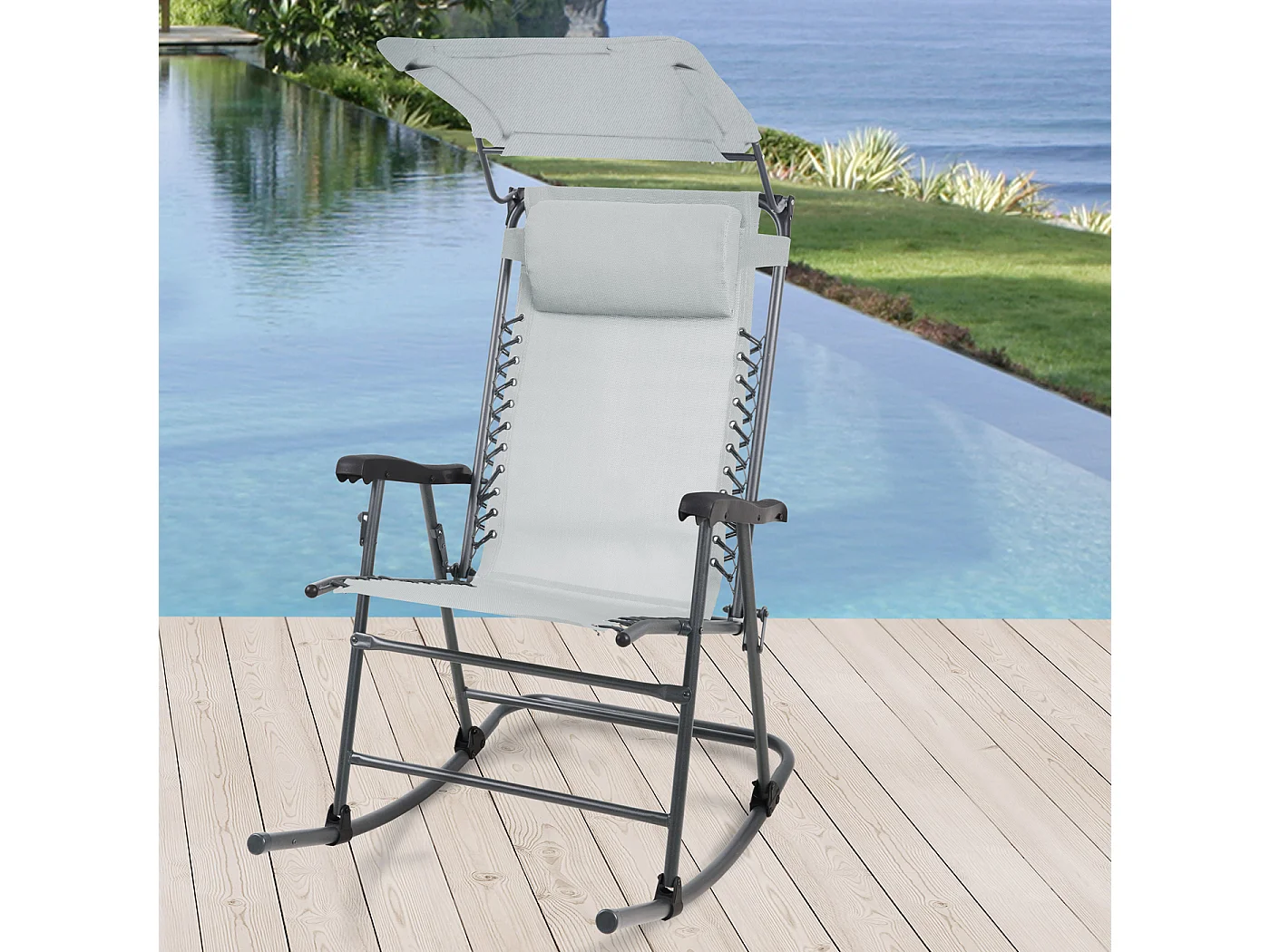 Chaise à bascule pliable Outdoor avec protection solaire