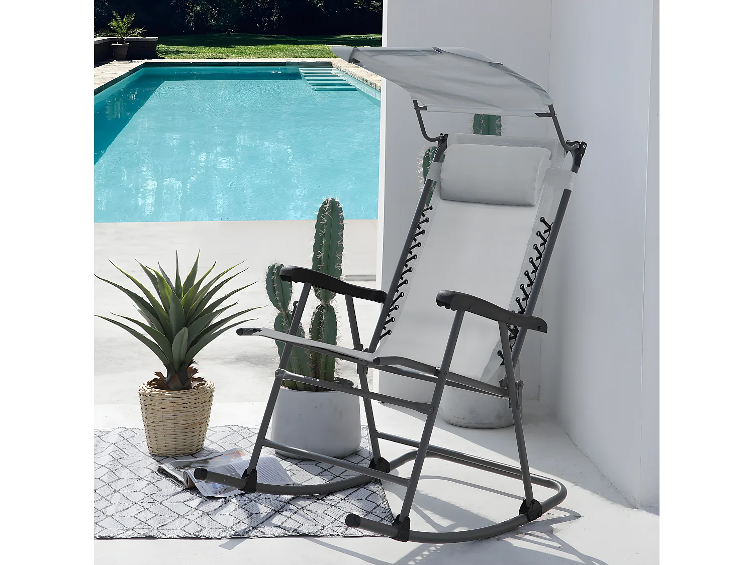 Chaise à bascule pliable Outdoor avec protection solaire