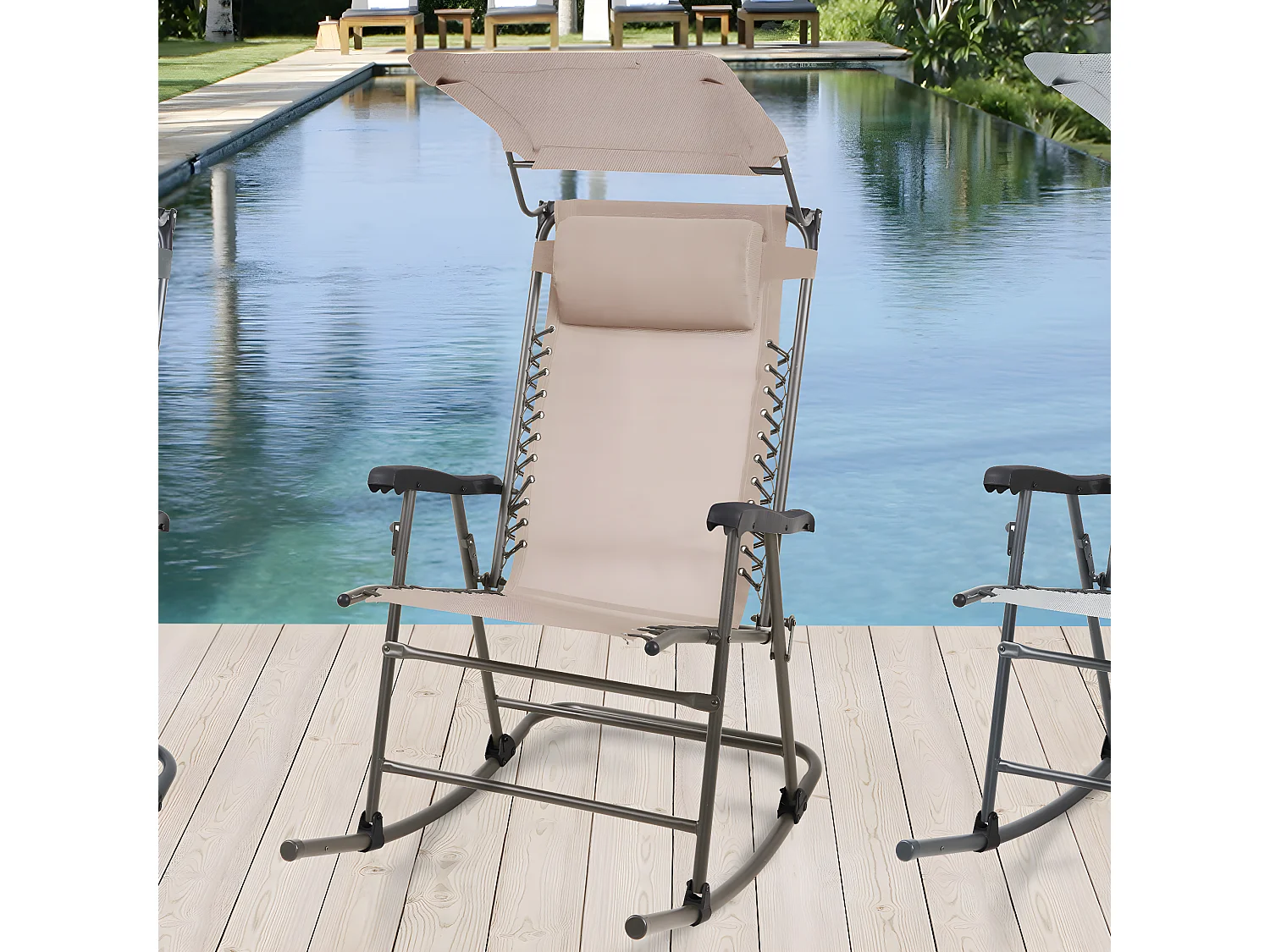 Chaise à bascule pliable Outdoor avec protection solaire