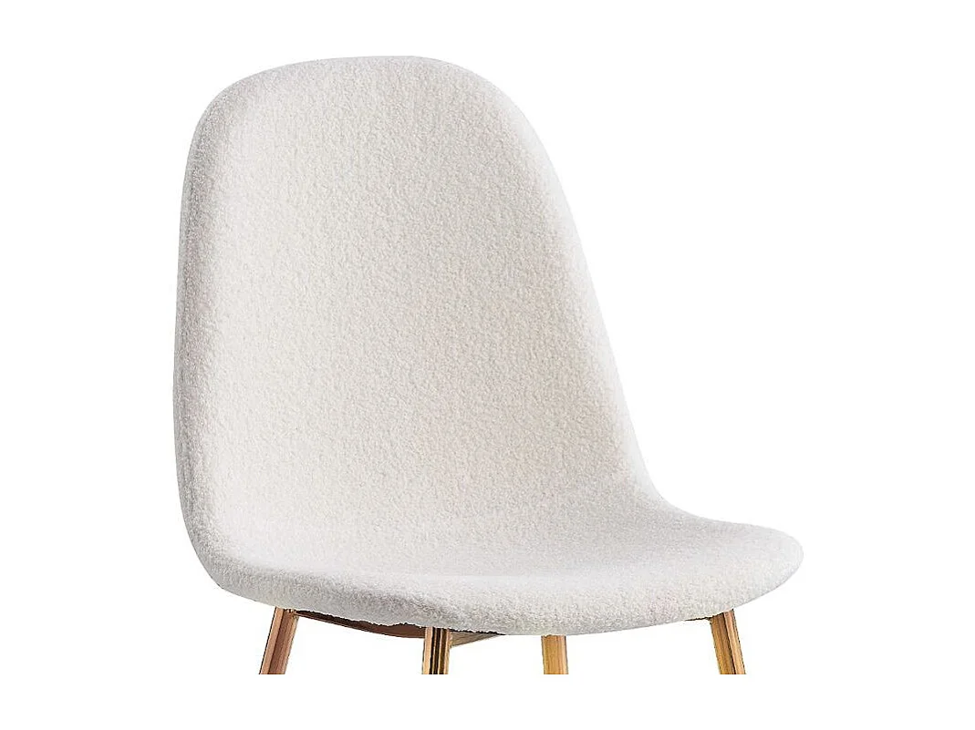 Lot de 4 chaises SCANDINAVE en velours laine bouclée pieds Gold